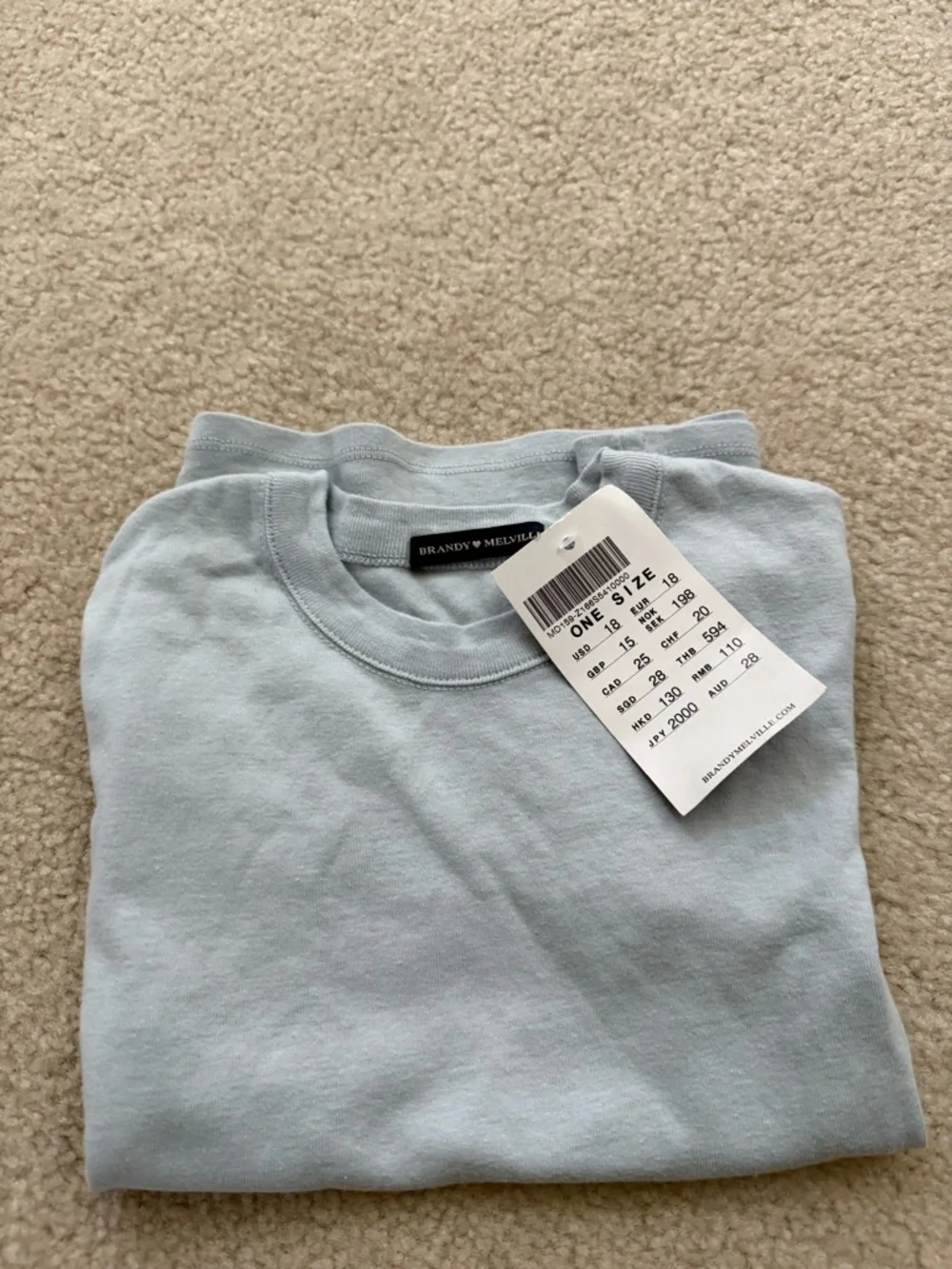 NWT Brandy Melville Light Blue Crew Neck Top - Picture 2 of 4
